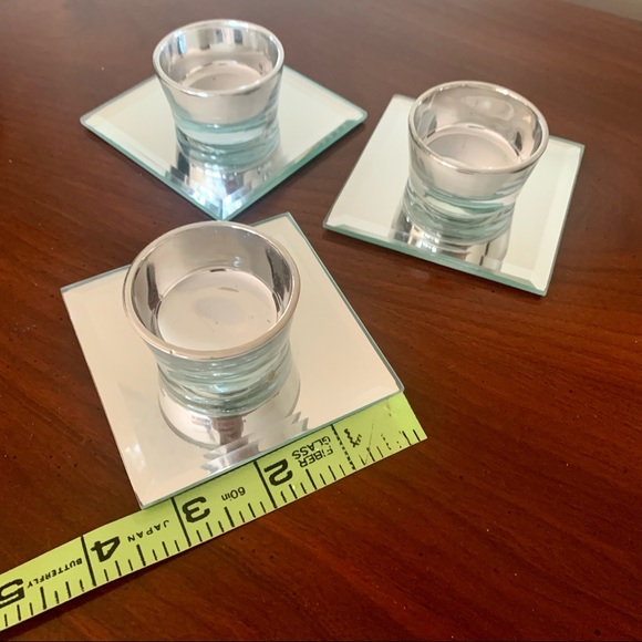 💥2/$10 Set of 3 Mirrored Tealight Holders and 3 Mirror Tiles - Picture 4 of 8